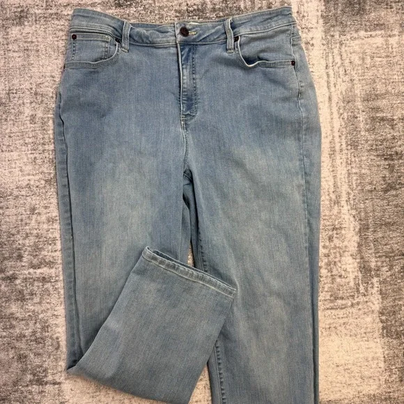 Coldwater Creek Jeans Womens 16P Shapeme High Rise Straight Stretch Faded Wash - Picture 2 of 11